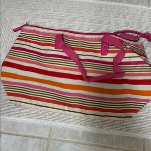 Coach Pink and Orange Striped Tote Bag